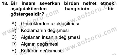 Kültürlerarası İletişim Dersi 2023 - 2024 Yılı (Vize) Ara Sınav Soruları 18. Soru