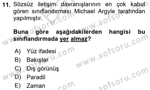 Kültürlerarası İletişim Dersi 2023 - 2024 Yılı (Final) Dönem Sonu Sınav Soruları 11. Soru