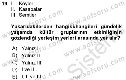 Kültürlerarası İletişim Dersi 2023 - 2024 Yılı (Final) Dönem Sonu Sınav Soruları 19. Soru