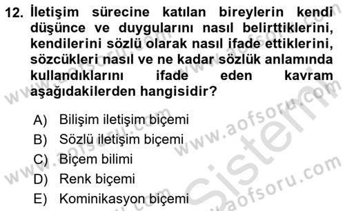 Kültürlerarası İletişim Dersi 2023 - 2024 Yılı Yaz Okulu Sınav Soruları 12. Soru