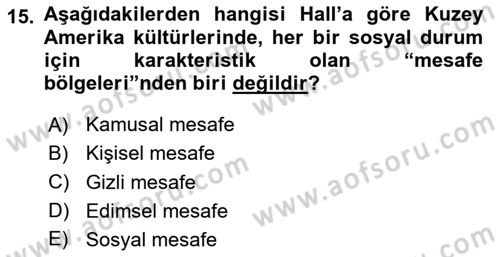 Kültürlerarası İletişim Dersi 2023 - 2024 Yılı Yaz Okulu Sınav Soruları 15. Soru