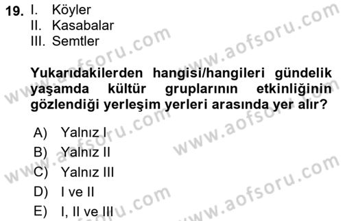 Kültürlerarası İletişim Dersi 2023 - 2024 Yılı Yaz Okulu Sınav Soruları 19. Soru