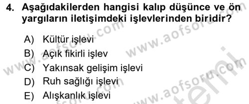 Kültürlerarası İletişim Dersi 2023 - 2024 Yılı Yaz Okulu Sınav Soruları 4. Soru