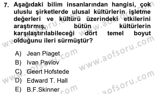 Kültürlerarası İletişim Dersi 2023 - 2024 Yılı Yaz Okulu Sınav Soruları 7. Soru