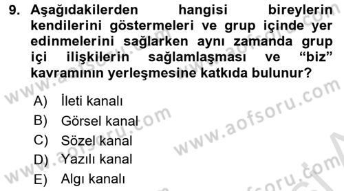Kültürlerarası İletişim Dersi 2023 - 2024 Yılı Yaz Okulu Sınav Soruları 9. Soru