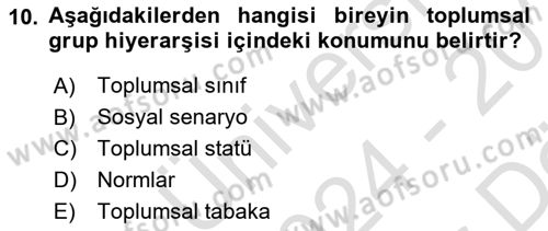 Kültürlerarası İletişim Dersi 2024 - 2025 Yılı (Vize) Ara Sınav Soruları 10. Soru