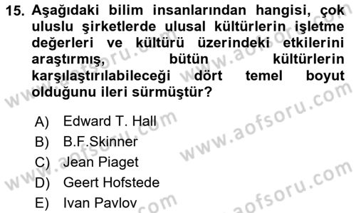 Kültürlerarası İletişim Dersi 2024 - 2025 Yılı (Vize) Ara Sınav Soruları 15. Soru