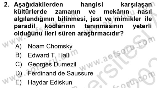 Kültürlerarası İletişim Dersi 2024 - 2025 Yılı (Vize) Ara Sınav Soruları 2. Soru