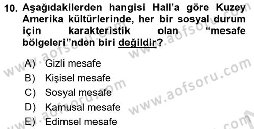 Kültürlerarası İletişim Dersi 2024 - 2025 Yılı (Final) Dönem Sonu Sınav Soruları 10. Soru