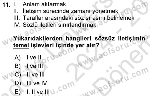 Kültürlerarası İletişim Dersi 2024 - 2025 Yılı (Final) Dönem Sonu Sınav Soruları 11. Soru
