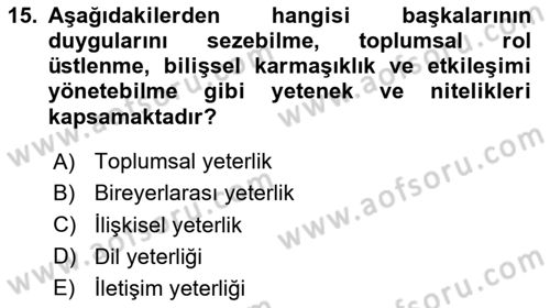 Kültürlerarası İletişim Dersi 2024 - 2025 Yılı (Final) Dönem Sonu Sınav Soruları 15. Soru