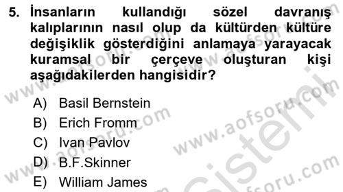 Kültürlerarası İletişim Dersi 2024 - 2025 Yılı (Final) Dönem Sonu Sınav Soruları 5. Soru