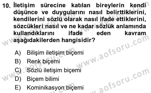 Kültürlerarası İletişim Dersi 2024 - 2025 Yılı Yaz Okulu Sınav Soruları 10. Soru