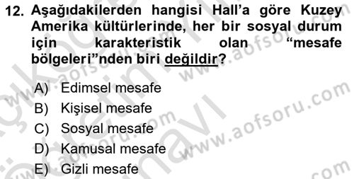 Kültürlerarası İletişim Dersi 2024 - 2025 Yılı Yaz Okulu Sınav Soruları 12. Soru