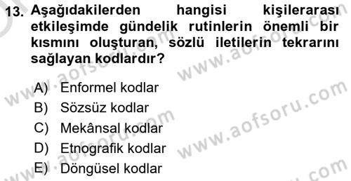 Kültürlerarası İletişim Dersi 2024 - 2025 Yılı Yaz Okulu Sınav Soruları 13. Soru
