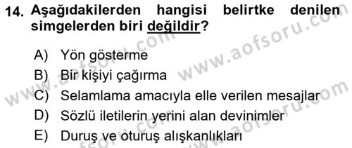 Kültürlerarası İletişim Dersi 2024 - 2025 Yılı Yaz Okulu Sınav Soruları 14. Soru