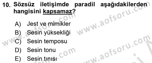 Kültürlerarası İletişim Dersi 2025 - 2026 Yılı (Final) Dönem Sonu Sınav Soruları 10. Soru