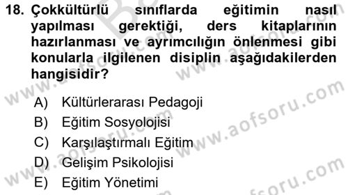Kültürlerarası İletişim Dersi 2025 - 2026 Yılı (Final) Dönem Sonu Sınav Soruları 18. Soru