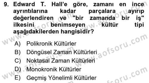 Kültürlerarası İletişim Dersi 2025 - 2026 Yılı (Final) Dönem Sonu Sınav Soruları 9. Soru