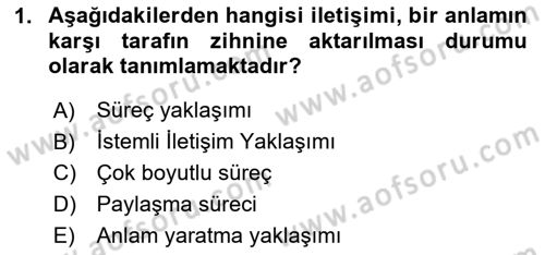 Kültürlerarası İletişim Dersi 2025 - 2026 Yılı Yaz Okulu Sınav Soruları 1. Soru