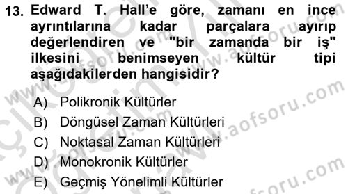 Kültürlerarası İletişim Dersi 2025 - 2026 Yılı Yaz Okulu Sınav Soruları 13. Soru