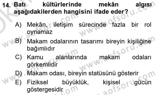 Kültürlerarası İletişim Dersi 2025 - 2026 Yılı Yaz Okulu Sınav Soruları 14. Soru