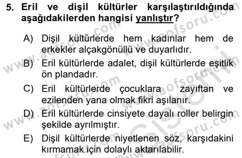 Kültürlerarası İletişim Dersi 2025 - 2026 Yılı Yaz Okulu Sınav Soruları 5. Soru