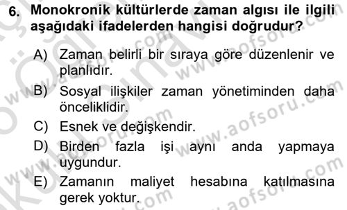 Kültürlerarası İletişim Dersi 2025 - 2026 Yılı Yaz Okulu Sınav Soruları 6. Soru