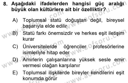 Kültürlerarası İletişim Dersi 2025 - 2026 Yılı Yaz Okulu Sınav Soruları 8. Soru