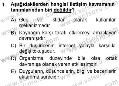 Toplum ve İletişim Dersi Ara Sınavı Deneme Sınav Soruları 1. Soru