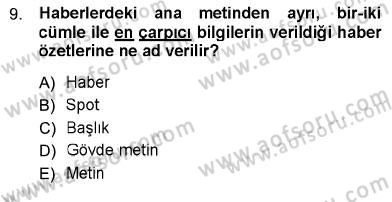 Toplum ve İletişim Dersi Ara Sınavı Deneme Sınav Soruları 9. Soru