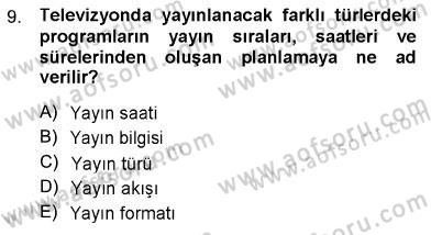Toplum ve İletişim Dersi 2012 - 2013 Yılı (Final) Dönem Sonu Sınav Soruları 9. Soru
