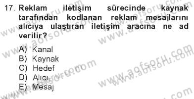 Toplum ve İletişim Dersi 2012 - 2013 Yılı Tek Ders Sınavı 17. Soru