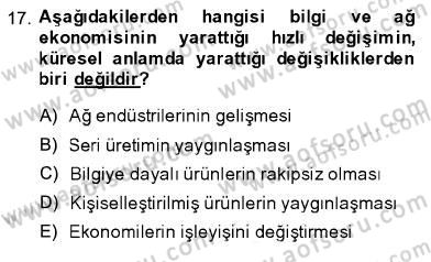 Toplum ve İletişim Dersi 2013 - 2014 Yılı (Final) Dönem Sonu Sınav Soruları 17. Soru