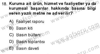 Toplum ve İletişim Dersi 2013 - 2014 Yılı (Final) Dönem Sonu Sınav Soruları 18. Soru