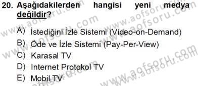 Toplum ve İletişim Dersi 2013 - 2014 Yılı Tek Ders Sınav Soruları 20. Soru
