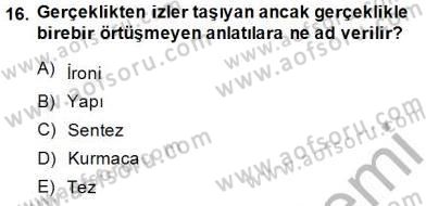 Toplum ve İletişim Dersi 2014 - 2015 Yılı (Vize) Ara Sınavı 16. Soru