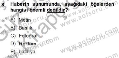 Toplum ve İletişim Dersi 2014 - 2015 Yılı (Vize) Ara Sınavı 8. Soru