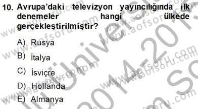 Toplum ve İletişim Dersi 2014 - 2015 Yılı (Final) Dönem Sonu Sınav Soruları 10. Soru