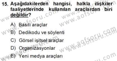 Toplum ve İletişim Dersi 2014 - 2015 Yılı (Final) Dönem Sonu Sınav Soruları 15. Soru