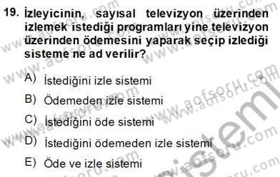 Toplum ve İletişim Dersi 2014 - 2015 Yılı (Final) Dönem Sonu Sınav Soruları 19. Soru