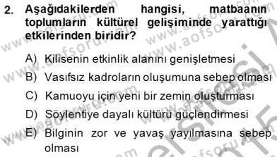 Toplum ve İletişim Dersi 2014 - 2015 Yılı (Final) Dönem Sonu Sınav Soruları 2. Soru