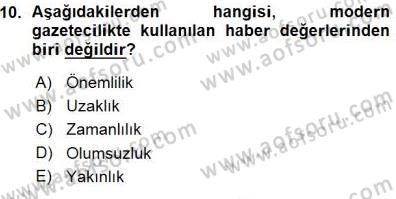 Toplum ve İletişim Dersi 2015 - 2016 Yılı (Vize) Ara Sınav Soruları 10. Soru