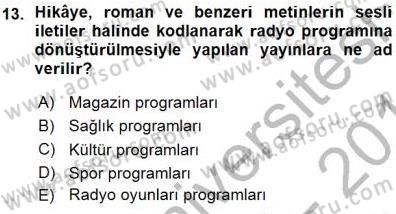 Toplum ve İletişim Dersi 2015 - 2016 Yılı (Vize) Ara Sınav Soruları 13. Soru