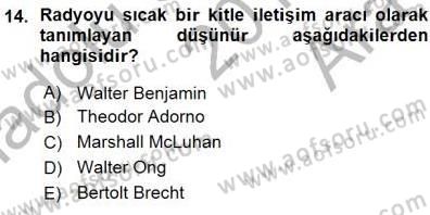 Toplum ve İletişim Dersi 2015 - 2016 Yılı (Vize) Ara Sınav Soruları 14. Soru