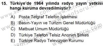 Toplum ve İletişim Dersi 2015 - 2016 Yılı (Vize) Ara Sınav Soruları 15. Soru