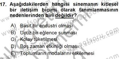 Toplum ve İletişim Dersi 2015 - 2016 Yılı (Vize) Ara Sınav Soruları 17. Soru