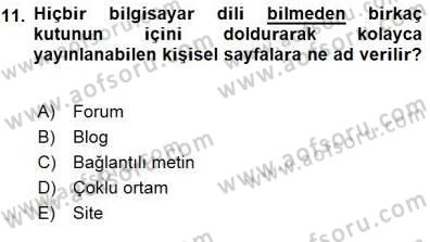 Toplum ve İletişim Dersi 2015 - 2016 Yılı (Final) Dönem Sonu Sınav Soruları 11. Soru