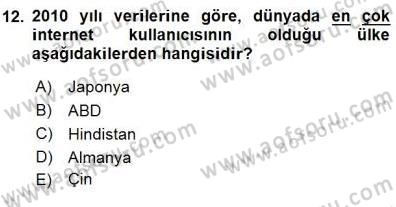 Toplum ve İletişim Dersi 2015 - 2016 Yılı (Final) Dönem Sonu Sınav Soruları 12. Soru