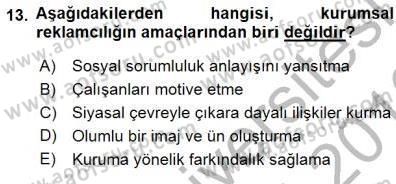 Toplum ve İletişim Dersi 2015 - 2016 Yılı (Final) Dönem Sonu Sınav Soruları 13. Soru